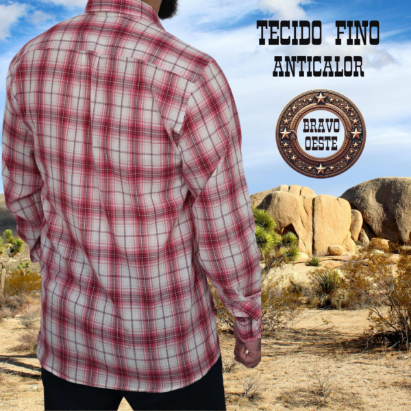 Camisa anticalor xadrez, 100% algodão cambraia - vermelho